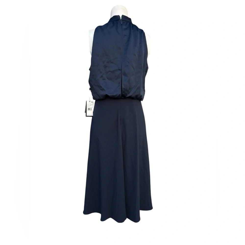 Adrianna Papell Navy One-Shoulder Tie Dress